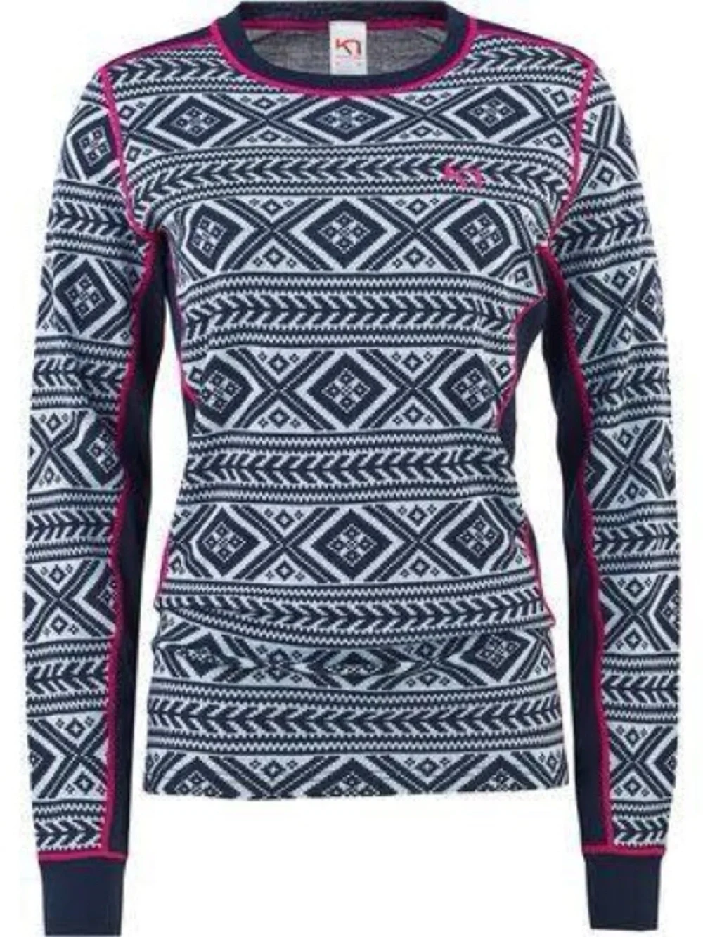 Kari Traa Floke Thermal Baselayer Women M Navy White Nordic Wool Blend